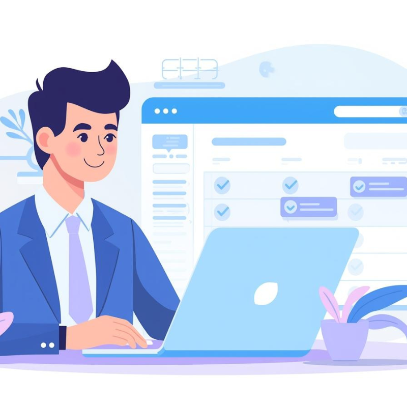 Business professional viewing confirmed booking calendar on laptop screen.